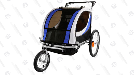 It takes up a lot of space, but the Clevr 3-in-1 can serve as a stroller, a running stroller, and even a bike cart.